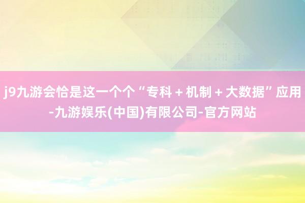 j9九游会恰是这一个个“专科＋机制＋大数据”应用-九游娱乐(中国)有限公司-官方网站